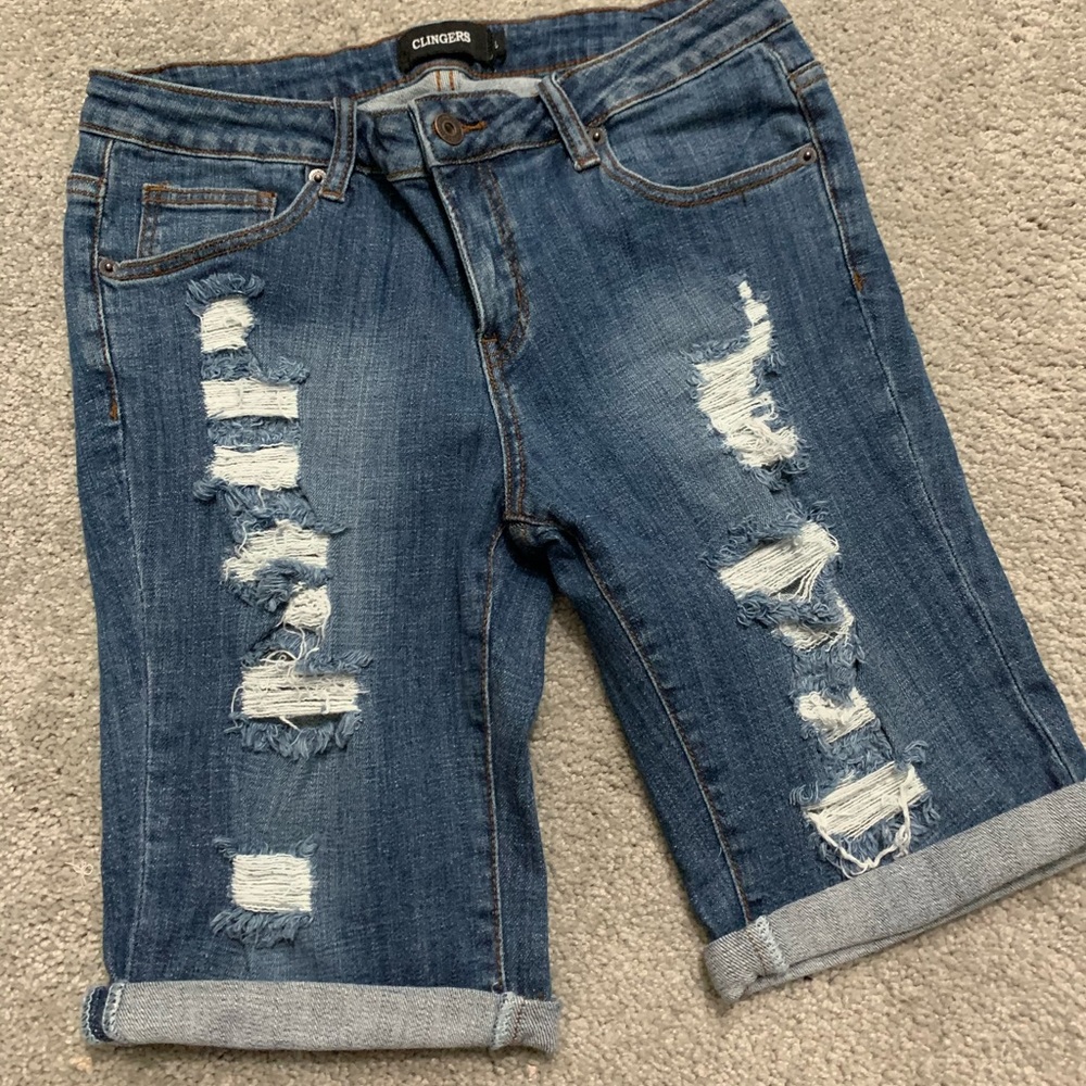 Above the Knee Bermuda Jean Shorts